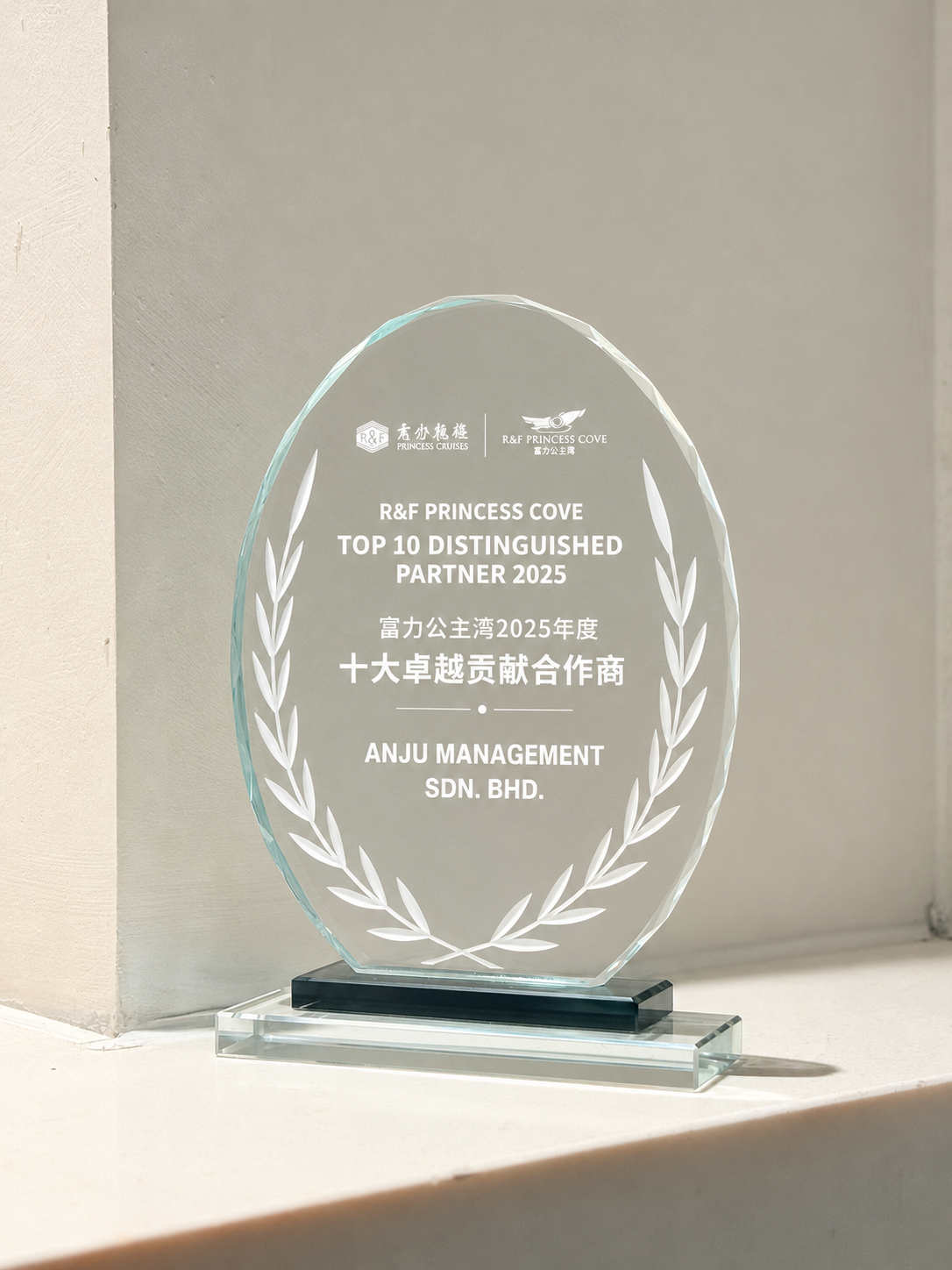 R&F Princess Cove Top 10 Distinguished Partner Award 2025 for ANJU