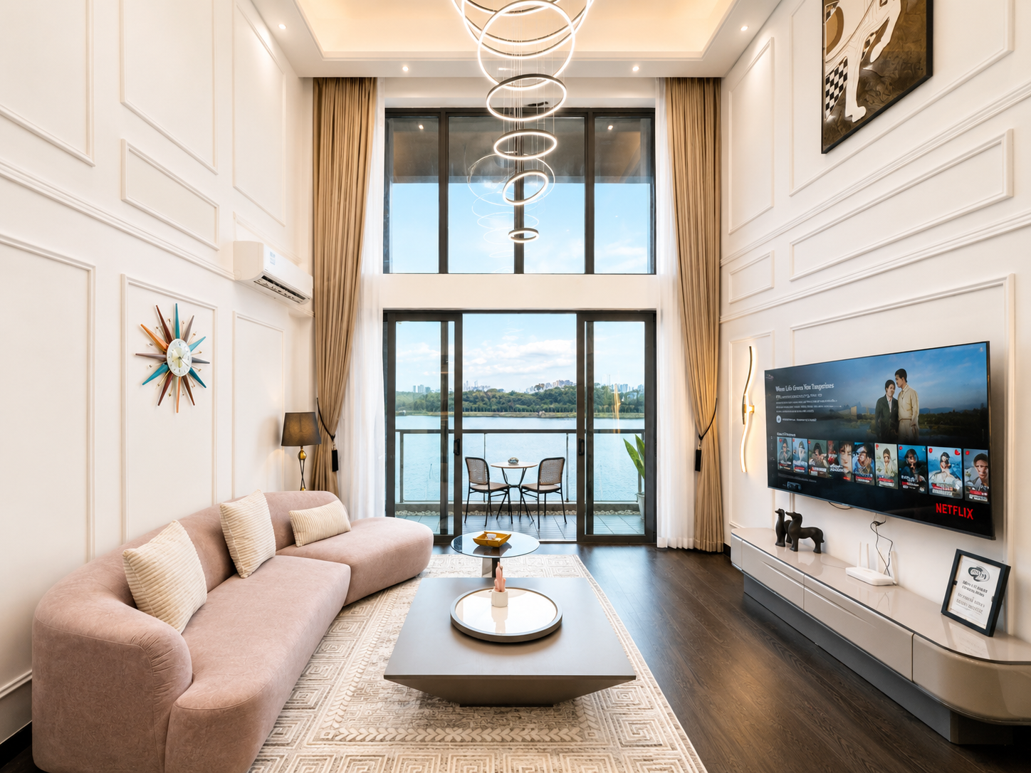 ANJU managed loft living room with sea view