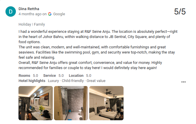 Google review screenshot from Dina Rettha